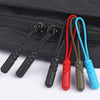 A set of replacement zipper pulls in various colors including black, red, green, and blue nylon cords.