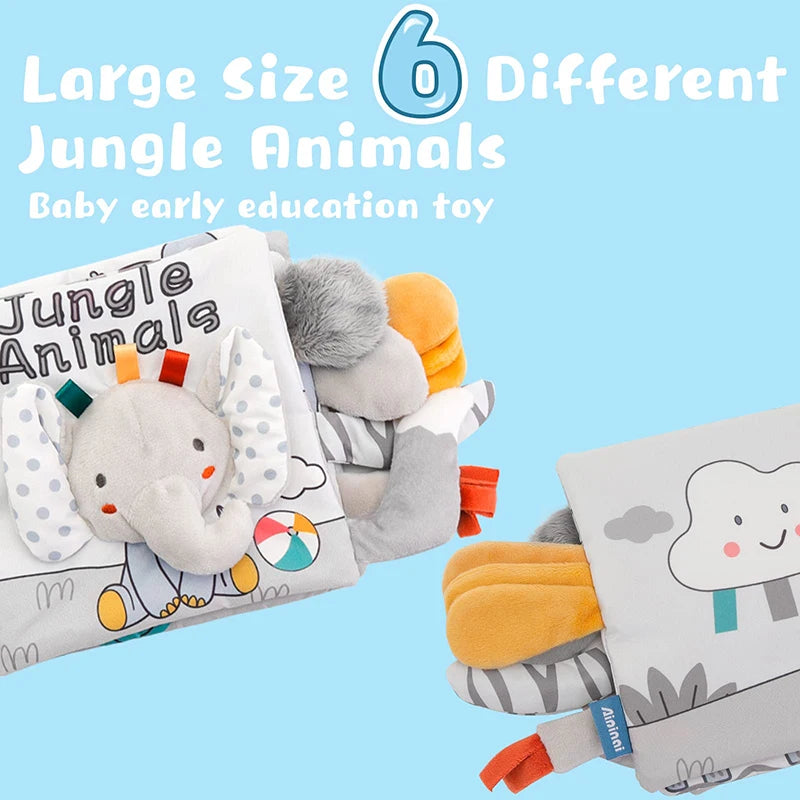 High-Contrast Soft Cloth Book with 3D Touch & Sensory Sounds for Babies 0-12 Months