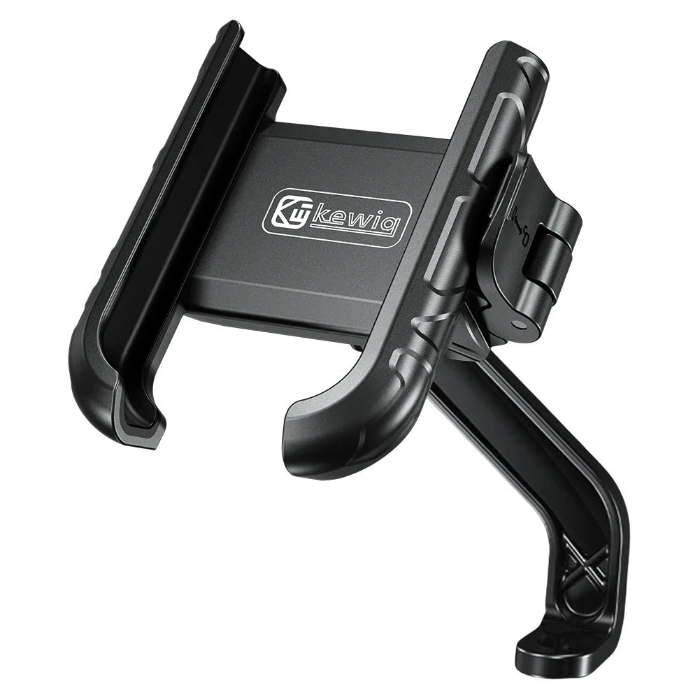 Black quick-release motorcycle and bike phone mount with 360 degree rotation feature