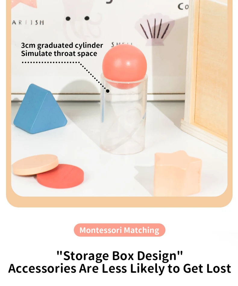 Montessori 4-in-1 Wooden Color Sorting & Shape Matching Box for Toddlers