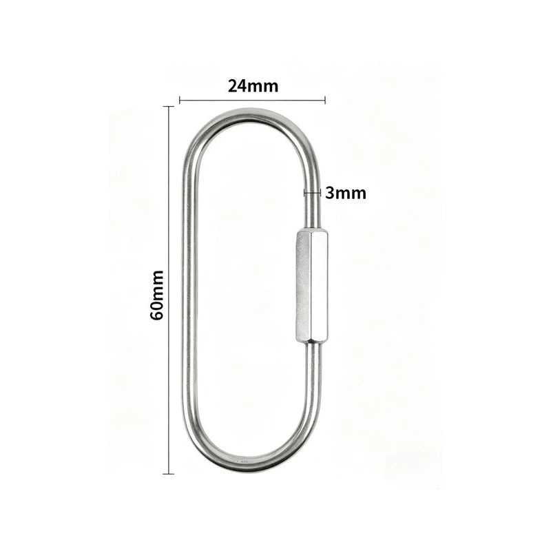 A silver-colored brass gold keychain charm with a secure carabiner clip.