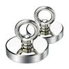 Silberner, robuster Neodym-Haken zum Angeln mit runder Basis und Schlaufe.