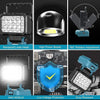 Portable LED work light featuring waterproof head, high power beads, low voltage protection, and drop resistance.