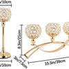 Gold 3-Arm Candelabra with Crystal Bowls for Elegant Table Decor