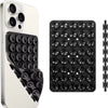 A silver smartphone case and a black suction cup mount with multiple holes for hands-free mounting.