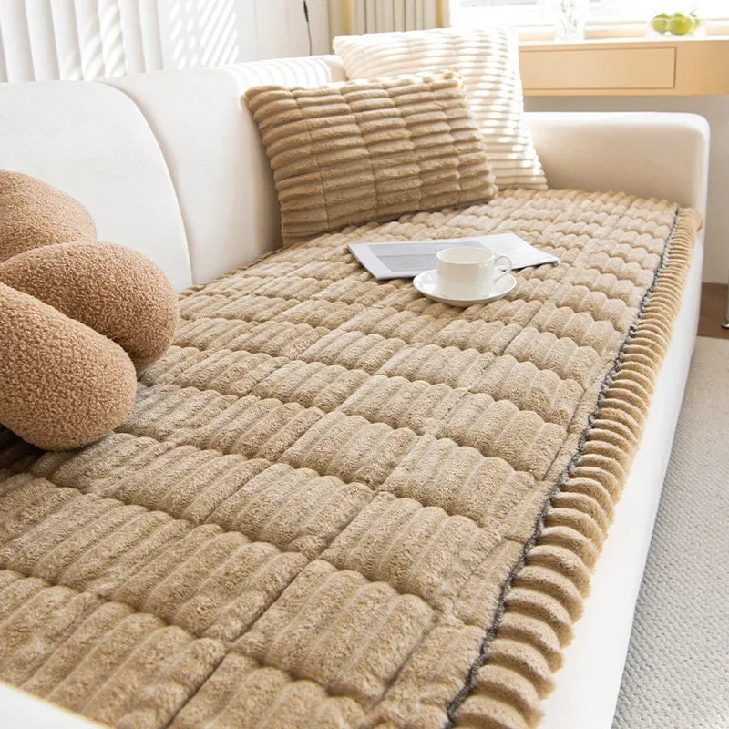 Soft Corduroy Sofa Cushion Cover with Non-Slip Backing