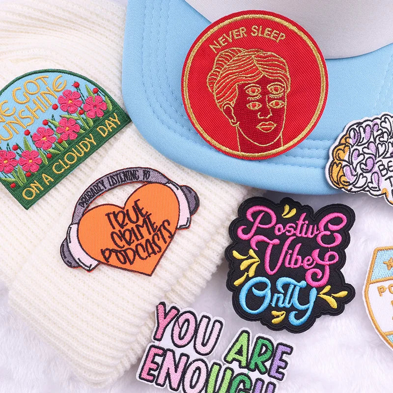 Encouraging Embroidery Iron-On Patches for Clothing and Accessories
