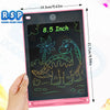 A pink 8.5 inch LCD writing tablet for kids showing a dinosaur drawing on the screen.