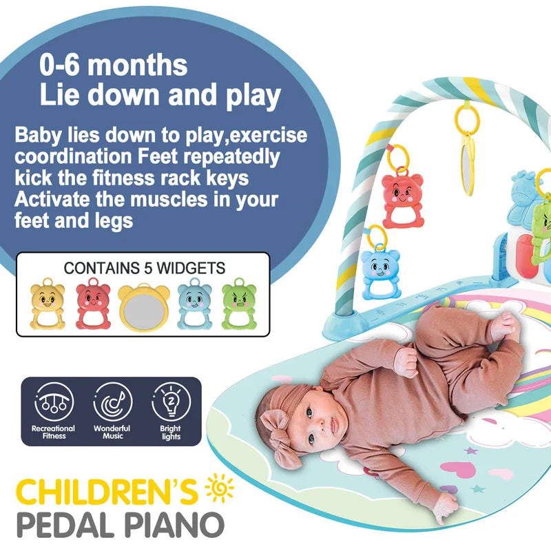Musical Activity Gym with Kick-and-Play Piano for Babies