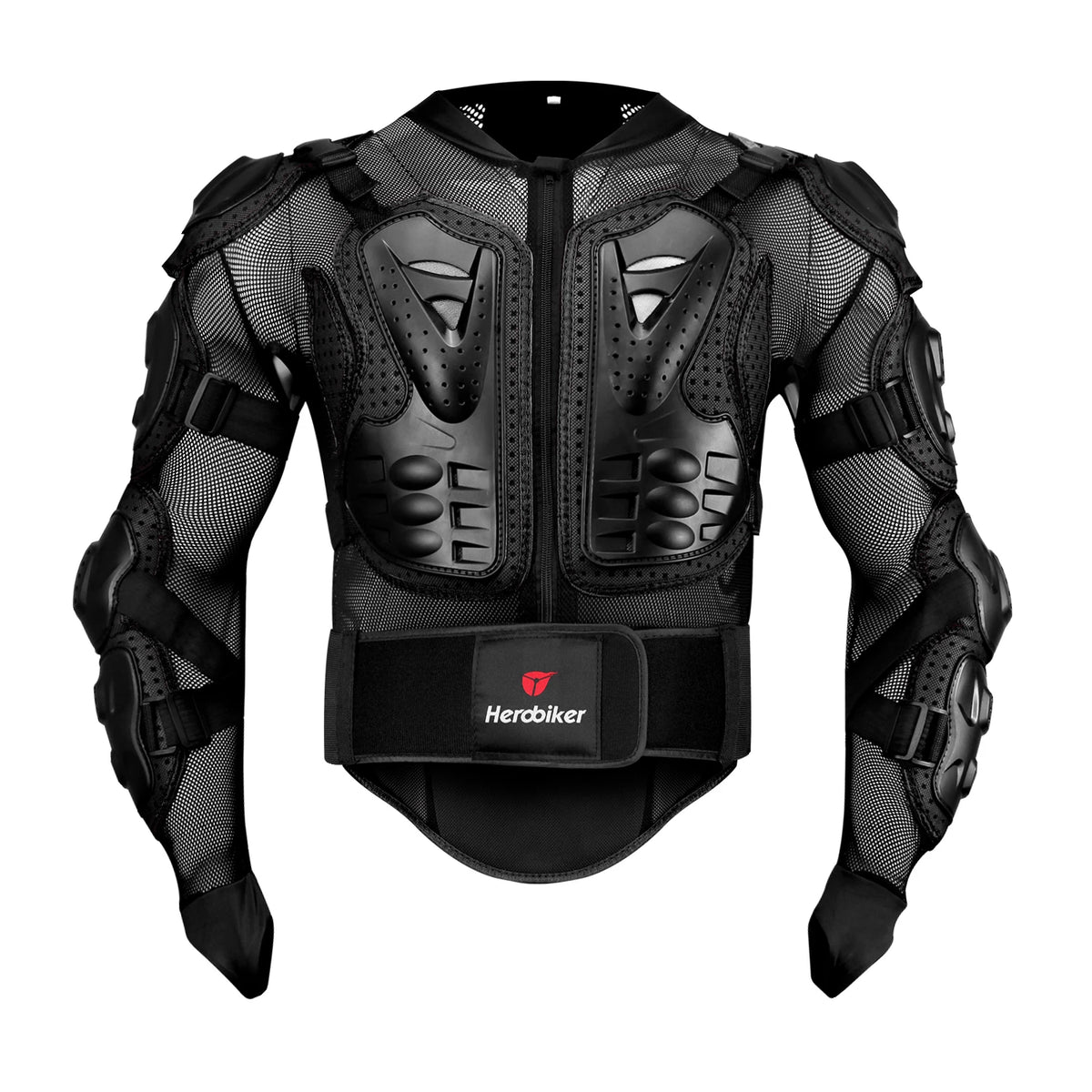 Black motocross armor jacket featuring mesh and protective padding for impact protection