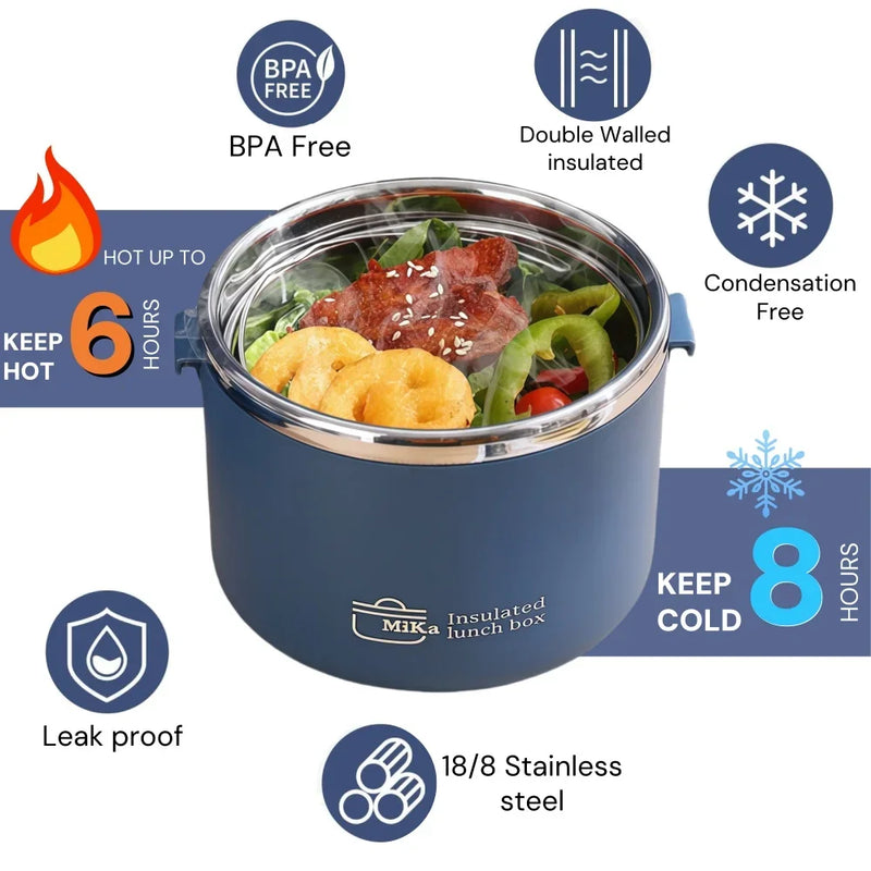 Insulated 304 Stainless Steel Lunch Box with Carry Bag