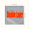 A rectangular gray cleaning cloth with the text Double Layer printed on it.