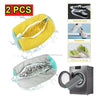 Two reusable shoe laundry bags with bristled brushes shown next to various shoe types.