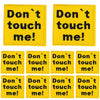 Ten yellow iron-on patches with black text saying Don't touch me!