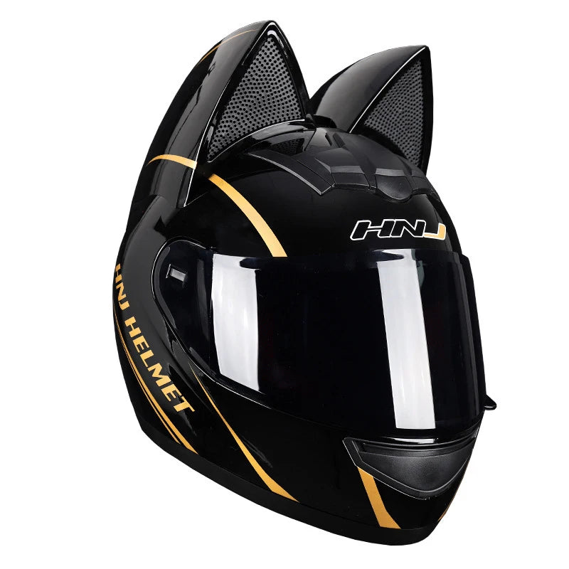 Cat Ear Full Face Motorcycle Helmet with Removable Ears
