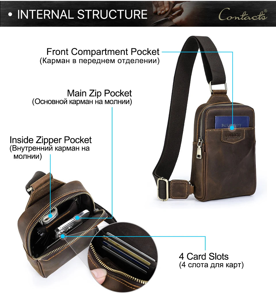 Genuine Leather Crossbody Sling Bag for Men