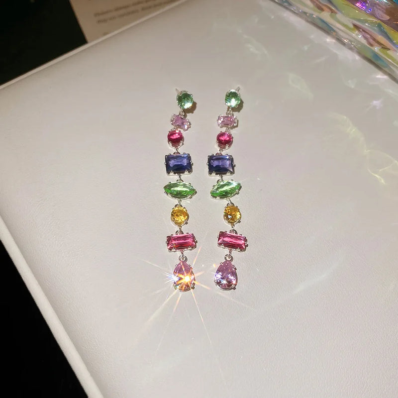 Colorful Crystal Choker Necklace with Gold Plating