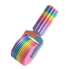 A colorful, layered roller tool for diamond painting, featuring rainbow-colored plastic rollers.