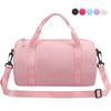 Pink compact nylon gym bag with adjustable strap and multiple color options