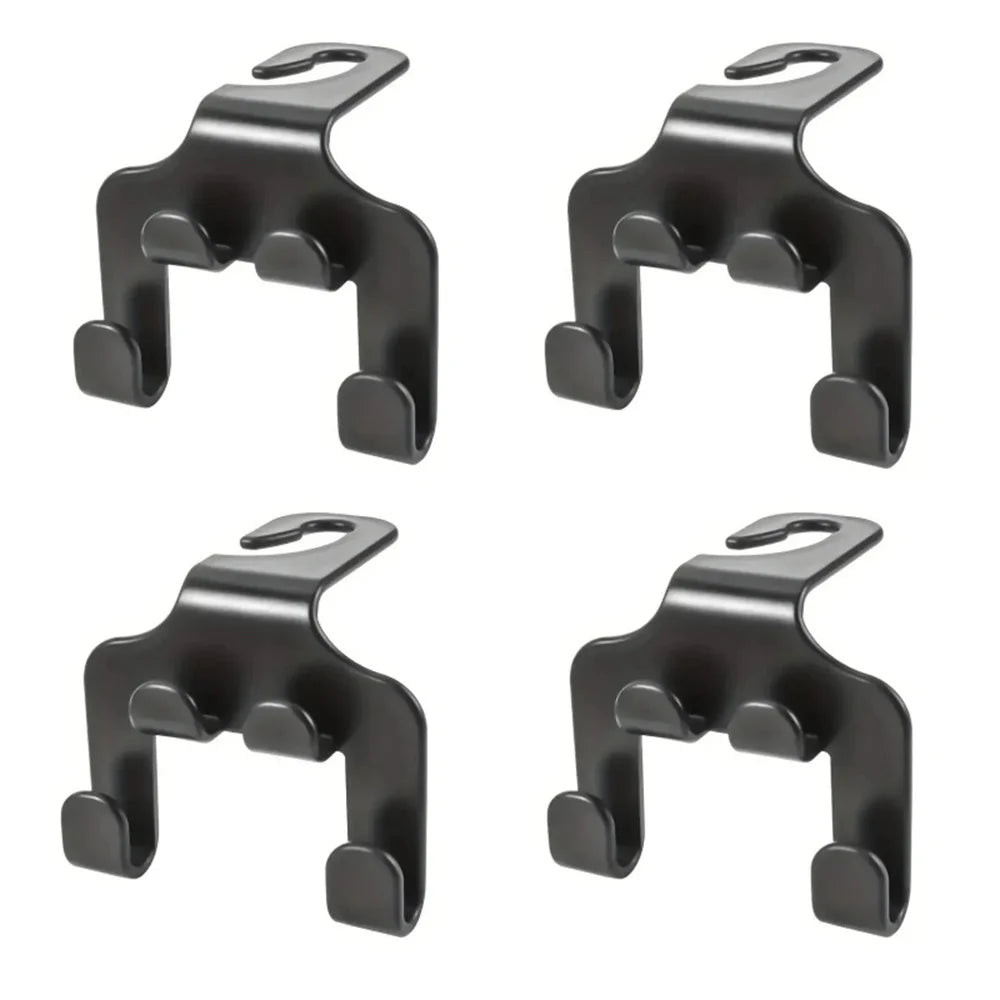 Black car back seat phone holder and organizer hook designed for secure mounting.