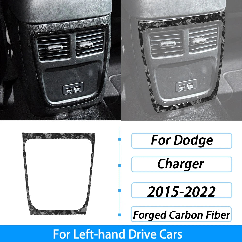 Compteur de vitesse et garniture de ventilation en fibre de carbone forgée pour une Dodge Charger à conduite à gauche