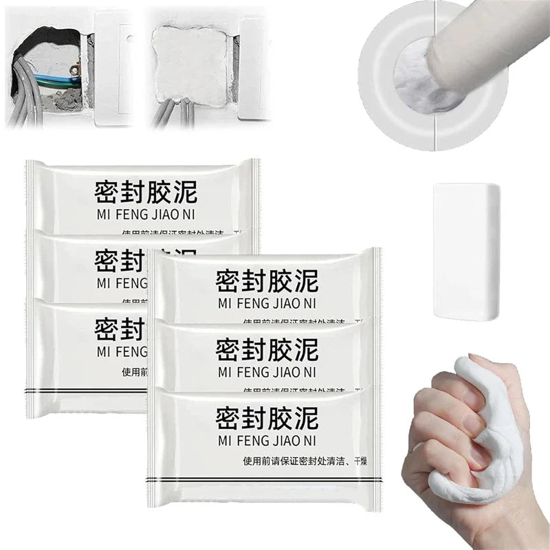 Rolls of moldable waterproof sealing clay used for sealing AC holes, pipes, and wall gaps