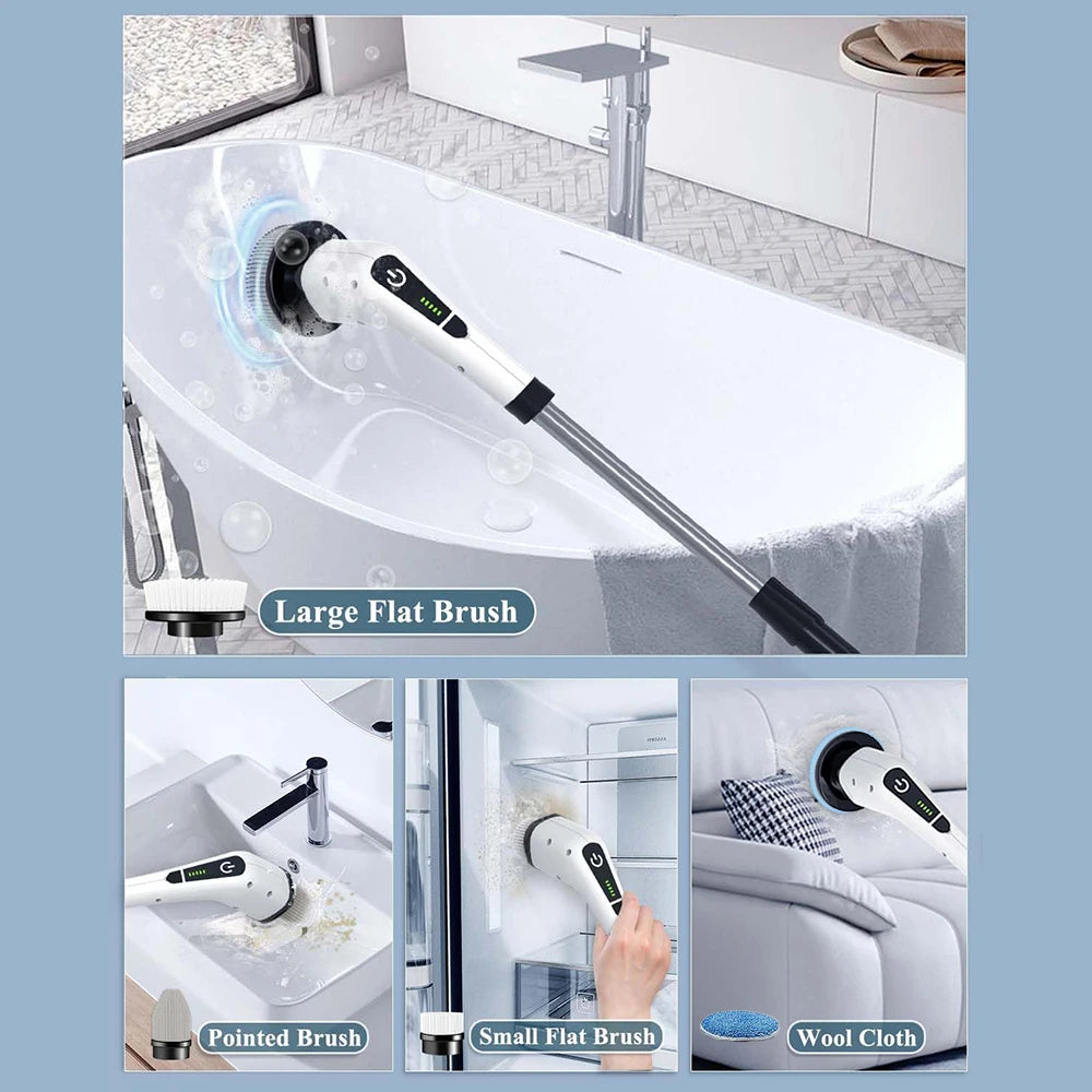 An assortment of 18 replacement brush heads for electric scrubbers including a large flat brush, pointed brush, small flat br