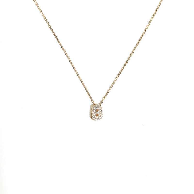 Initial Letter Pendant Necklace with Cubic Zirconia