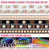 SK6812-30 to 144 RGBW LED strips showing various color options and configurations.