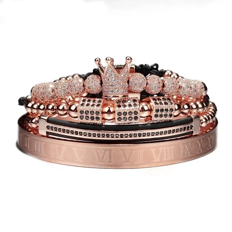 Customizable Cubic Zirconia Charm Bracelets Set
