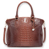 Vintage Croc-Embossed Structured Satchel Handbag