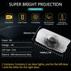 A clear plastic LED car door logo projector with a lens and housing for illuminating vehicle doors.
