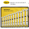 Metric Ratcheting Wrench Set with Flex-Head and Carry Bag