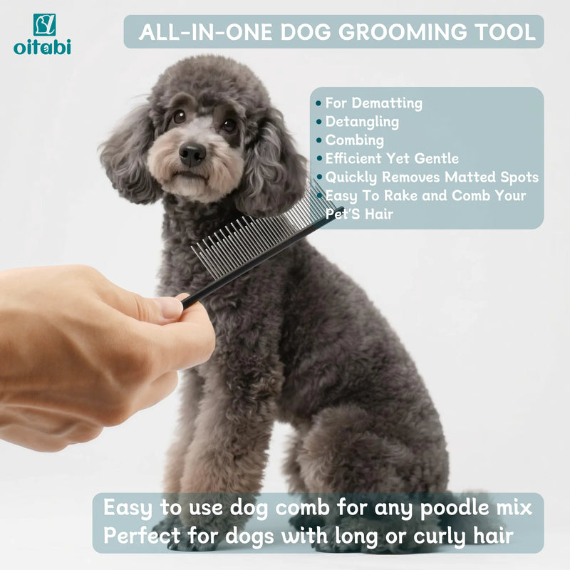 Dual-Length Stainless Steel Pet Grooming Comb