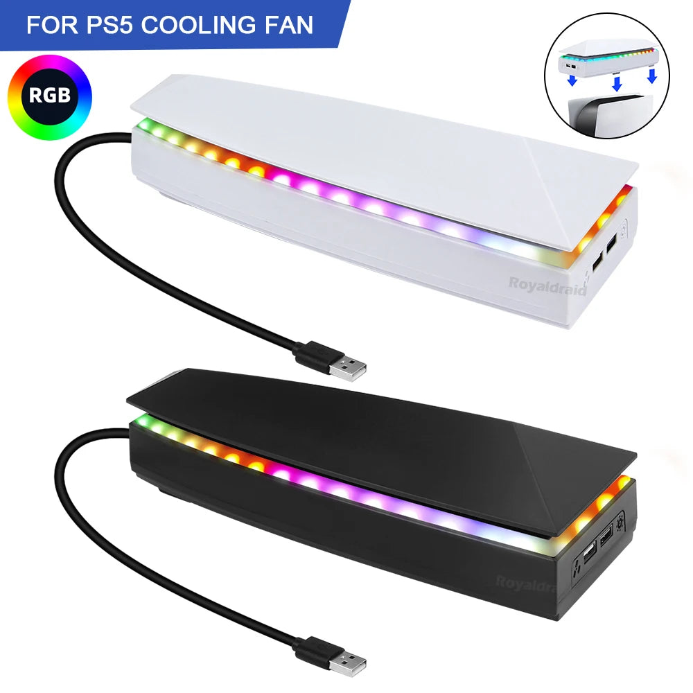 PS5 Cooling Stand with RGB Lighting and Dust Cover