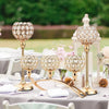 Gold 3-Arm Candelabra with Crystal Bowls for Elegant Table Decor