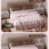 Before and after comparison showing a messy bed sheet versus a neat and smooth bed using no-slip holder clips.