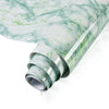 Roll of green and white marble contact paper for kitchen and furniture