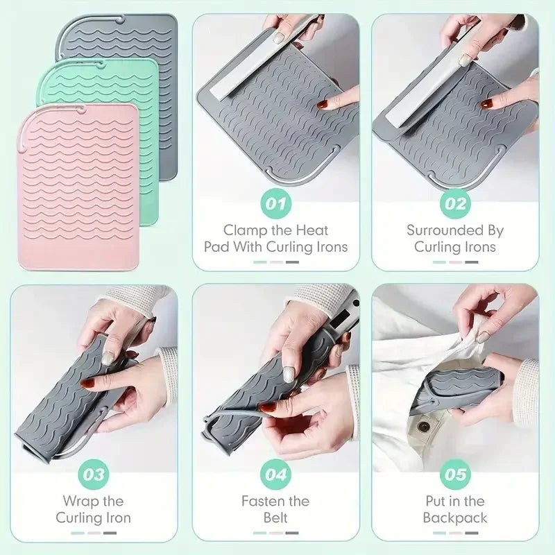 Heat-Resistant Silicone Mat for Hair Styling Tools