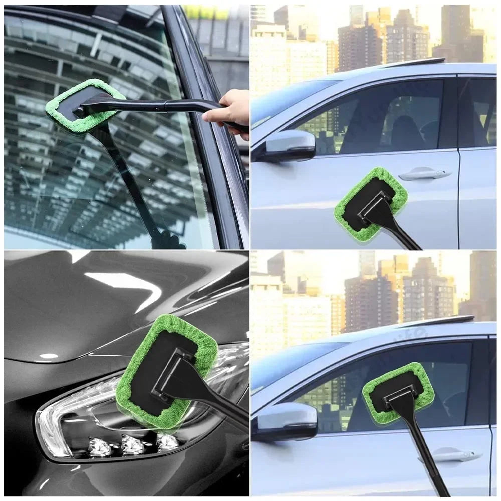 A set of extendable cleaning brushes used for detailing car windows and windshields.