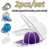 A set of two upgraded mesh washing cages for protecting baseball caps, shown in blue and purple.