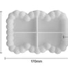 A silicone tray mold with a decorative, ruffled edge and a central cross-shaped depression for crafting materials.