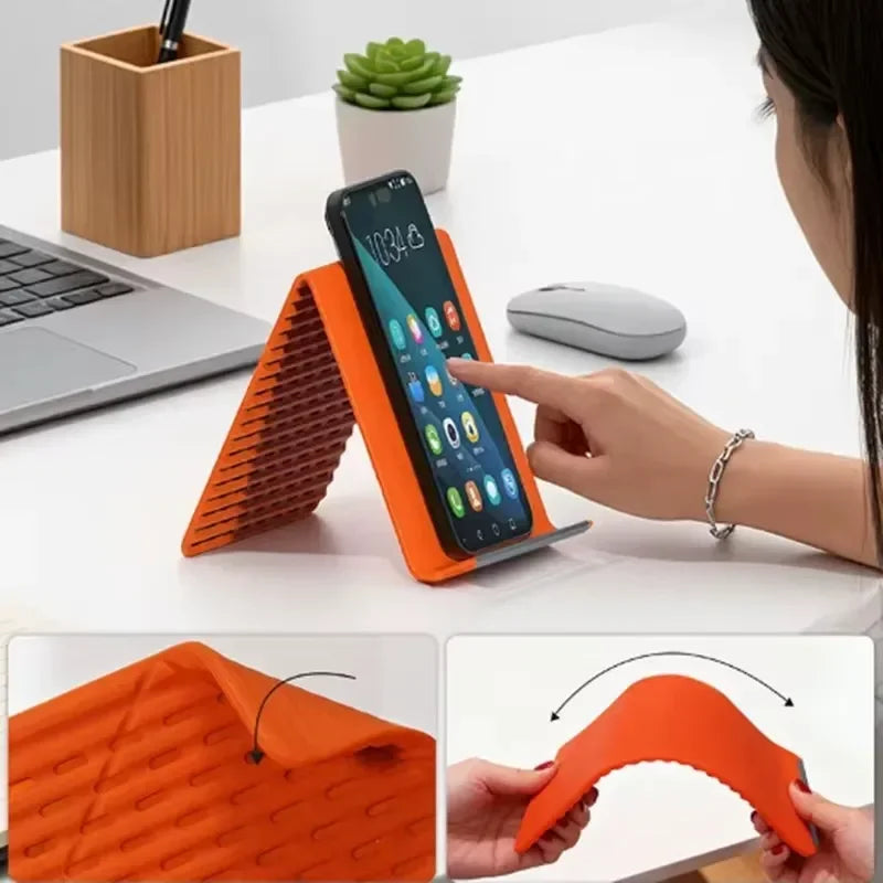 Flexible Foldable Silicone Device Stand for Phones, Tablets & Laptops
