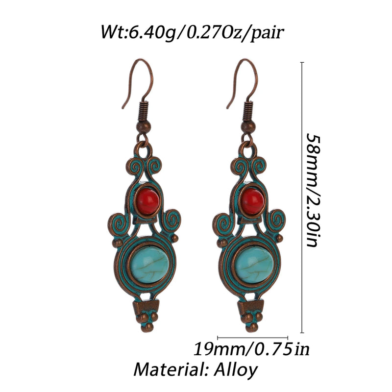 Boho Turquoise Geometric Drop Earrings