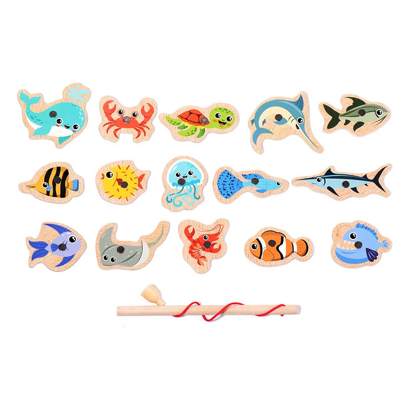 Wooden Magnetic Fishing Game for Toddlers
