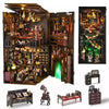 A wooden DIY book nook kit featuring a detailed 3D puzzle bookshelf insert for home decor.