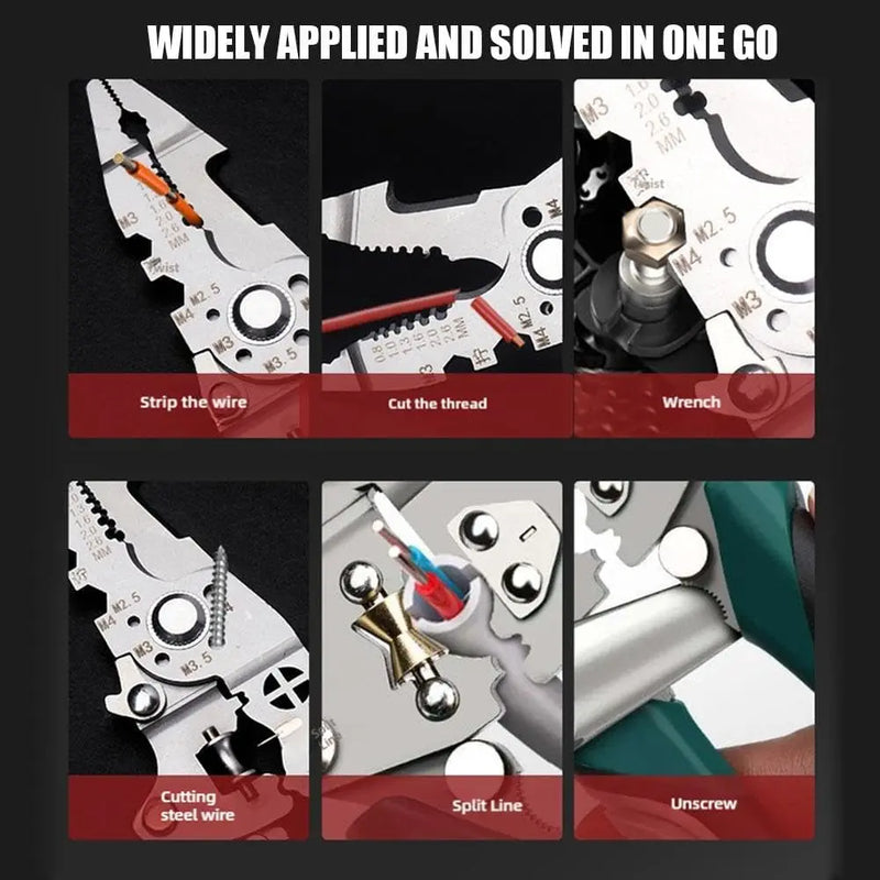 Foldable Multi-Function Wire Stripping & Crimping Pliers