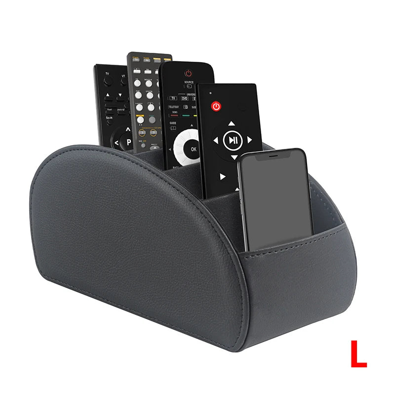 PU Leather Remote Control Organizer with 5 Compartments