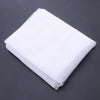 White breathable mosquito net for baby cribs displayed flat on a dark gray surface.