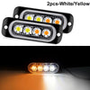 Two white and yellow LED strobe side marker lights shown in a close-up view.